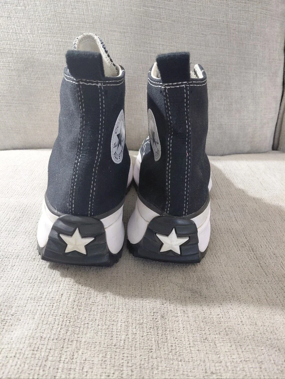 Converse Run Star Hike High Top Sneakers in Navy Blue & White Size